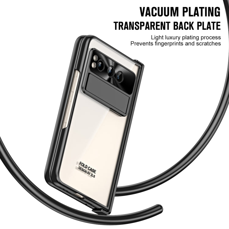 For Google Pixel Fold Integrated Electroplating Folding Phone Case with Hinge(Black) by buy2fix