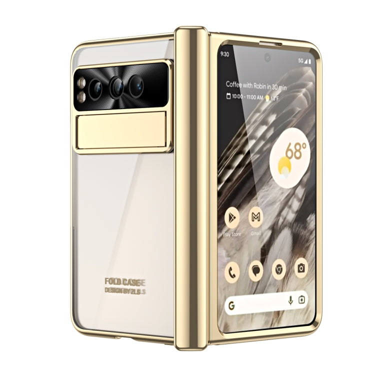 For Google Pixel Fold Integrated Electroplating Folding Phone Case with Hinge(Tyrant Gold) - Google Cases by buy2fix | Online Shopping UK | buy2fix