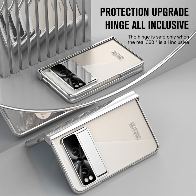 For Google Pixel Fold Integrated Electroplating Folding Phone Case with Hinge(Silver) by buy2fix