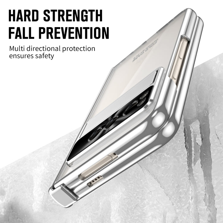 For Google Pixel Fold Integrated Electroplating Folding Phone Case with Hinge(Silver) by buy2fix