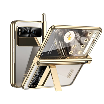 For Google Pixel Fold Integrated Electroplating Folding Phone Case with Pen Slot(Tyrant Gold) - Google Cases by buy2fix | Online Shopping UK | buy2fix