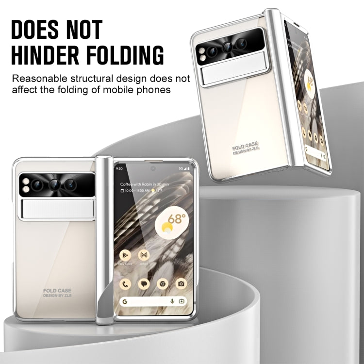 For Google Pixel Fold Integrated Electroplating Folding Phone Case with Pen Slot(Silver) - Google Cases by buy2fix | Online Shopping UK | buy2fix