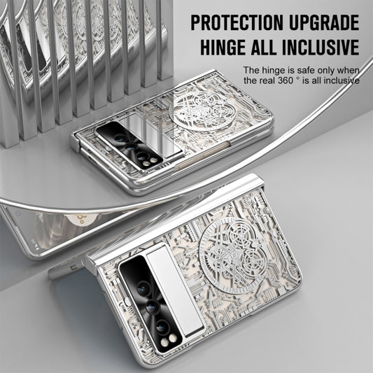 For Google Pixel Fold Mechanical Legend Integrated Electroplating All-inclusive Phone Case with Pen Slot(Silver) by buy2fix