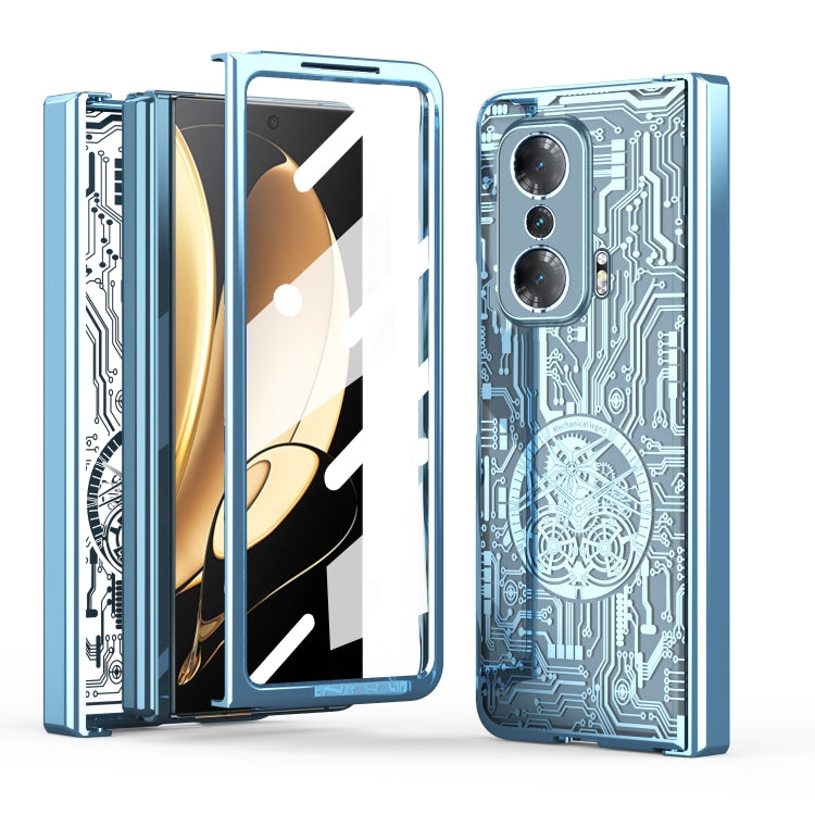 For Honor Magic V Mechanical Legend Integrated Electroplating All-inclusive Phone Case(Blue) - Honor Cases by buy2fix | Online Shopping UK | buy2fix