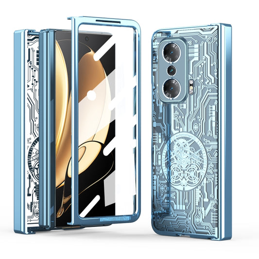 For Honor Magic V Mechanical Legend Integrated Electroplating All-inclusive Phone Case(Blue) - Honor Cases by buy2fix | Online Shopping UK | buy2fix