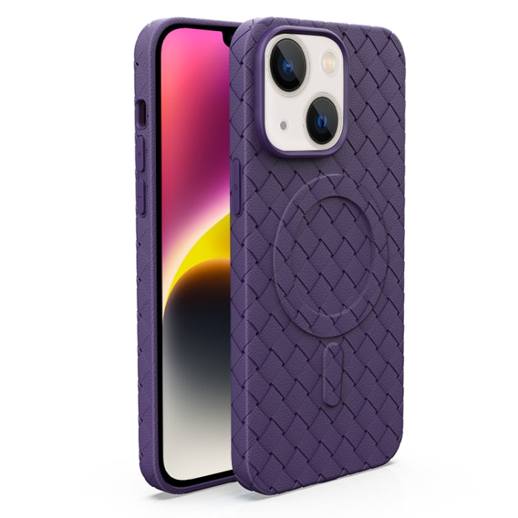 For iPhone 14 Woven Pattern MagSafe Magnetic Cooling Phone Case(Purple) - iPhone 14 Cases by buy2fix | Online Shopping UK | buy2fix