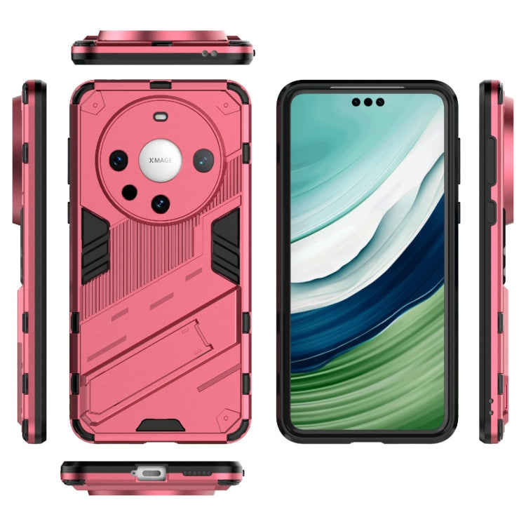 For Huawei Mate 60 Pro Punk Armor 2 in 1 PC + TPU Phone Case with Holder(Light Red) - Huawei Cases by buy2fix | Online Shopping UK | buy2fix