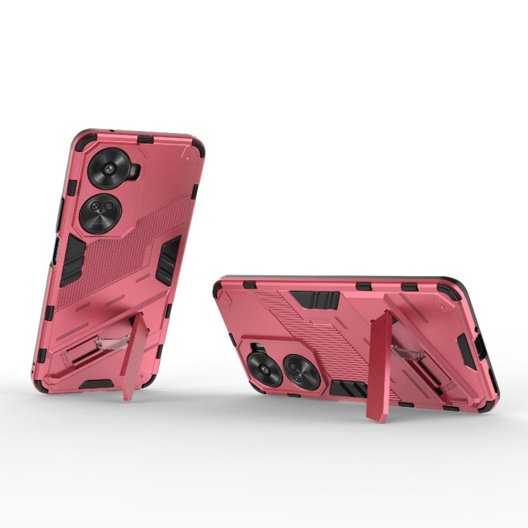 For Huawei nova 11 SE Punk Armor 2 in 1 PC + TPU Phone Case with Holder(Light Red) - Huawei Cases by buy2fix | Online Shopping UK | buy2fix