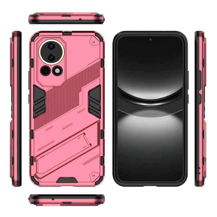 For Huawei nova 12 5G Punk Armor 2 in 1 PC + TPU Phone Case with Holder(Light Red) - Huawei Cases by buy2fix | Online Shopping UK | buy2fix