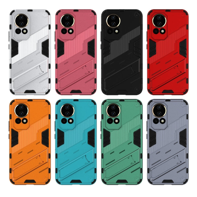 For Huawei nova 12 5G Punk Armor 2 in 1 PC + TPU Phone Case with Holder(Light Red) - Huawei Cases by buy2fix | Online Shopping UK | buy2fix