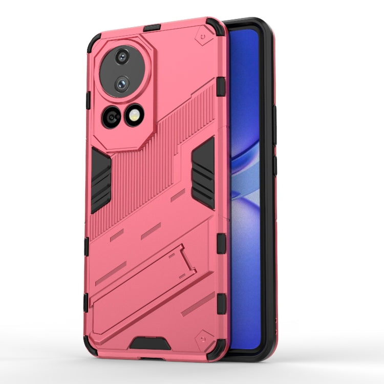 For Huawei nova 12 Pro Punk Armor 2 in 1 PC + TPU Phone Case with Holder(Light Red) - Huawei Cases by buy2fix | Online Shopping UK | buy2fix