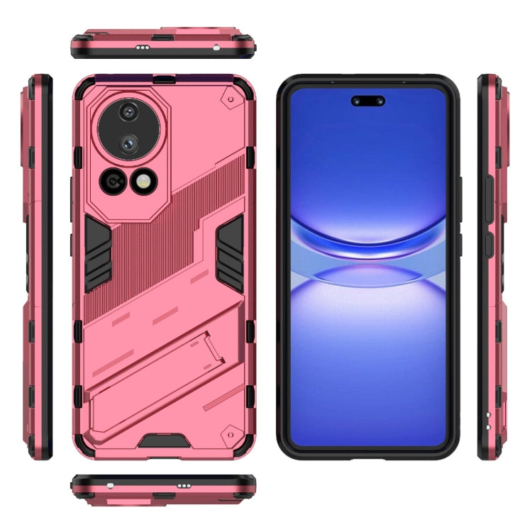 For Huawei nova 12 Pro Punk Armor 2 in 1 PC + TPU Phone Case with Holder(Light Red) - Huawei Cases by buy2fix | Online Shopping UK | buy2fix