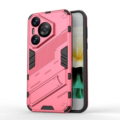 For Huawei Pura 70 Punk Armor 2 in 1 PC + TPU Phone Case with Holder(Light Red) - Huawei Cases by buy2fix | Online Shopping UK | buy2fix