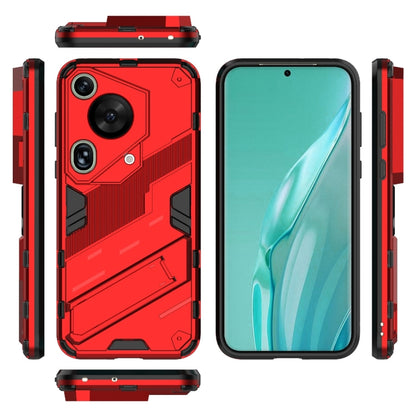 For Huawei Pura 70 Ultra Punk Armor 2 in 1 PC + TPU Phone Case with Holder(Red) - Huawei Cases by buy2fix | Online Shopping UK | buy2fix