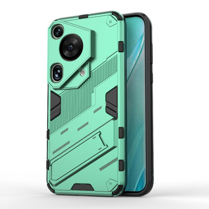 For Huawei Pura 70 Ultra Punk Armor 2 in 1 PC + TPU Phone Case with Holder(Green) - Huawei Cases by buy2fix | Online Shopping UK | buy2fix