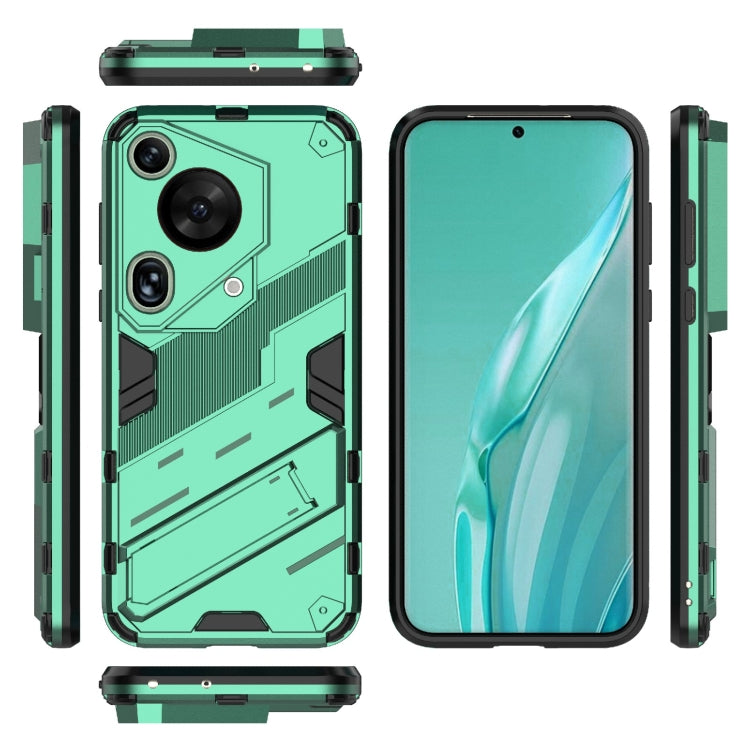 For Huawei Pura 70 Ultra Punk Armor 2 in 1 PC + TPU Phone Case with Holder(Green) - Huawei Cases by buy2fix | Online Shopping UK | buy2fix