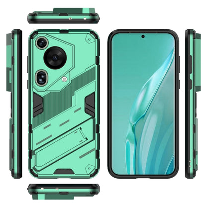 For Huawei Pura 70 Ultra Punk Armor 2 in 1 PC + TPU Phone Case with Holder(Green) - Huawei Cases by buy2fix | Online Shopping UK | buy2fix