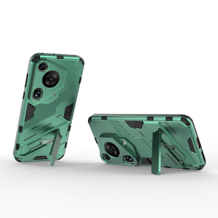 For Huawei Pura 70 Ultra Punk Armor 2 in 1 PC + TPU Phone Case with Holder(Green) - Huawei Cases by buy2fix | Online Shopping UK | buy2fix