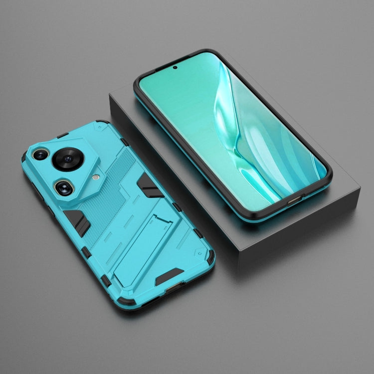 For Huawei Pura 70 Ultra Punk Armor 2 in 1 PC + TPU Phone Case with Holder(Blue) - Huawei Cases by buy2fix | Online Shopping UK | buy2fix