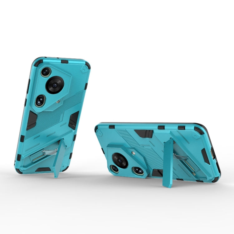 For Huawei Pura 70 Ultra Punk Armor 2 in 1 PC + TPU Phone Case with Holder(Blue) - Huawei Cases by buy2fix | Online Shopping UK | buy2fix