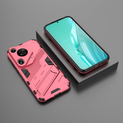 For Huawei Pura 70 Ultra Punk Armor 2 in 1 PC + TPU Phone Case with Holder(Light Red) - Huawei Cases by buy2fix | Online Shopping UK | buy2fix