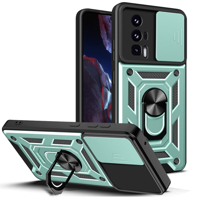 For Xiaomi Poco F5 Pro Sliding Camera Cover Design TPU Hybrid PC Phone Case(Mint Green) - Xiaomi Cases by buy2fix | Online Shopping UK | buy2fix