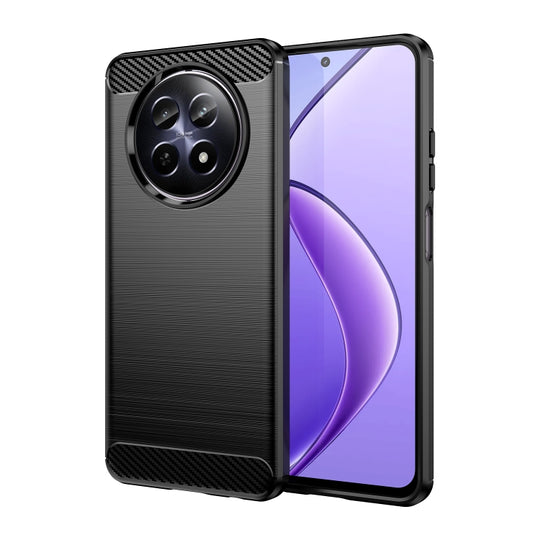For Realme 12 5G Brushed Texture Carbon Fiber TPU Phone Case(Black)