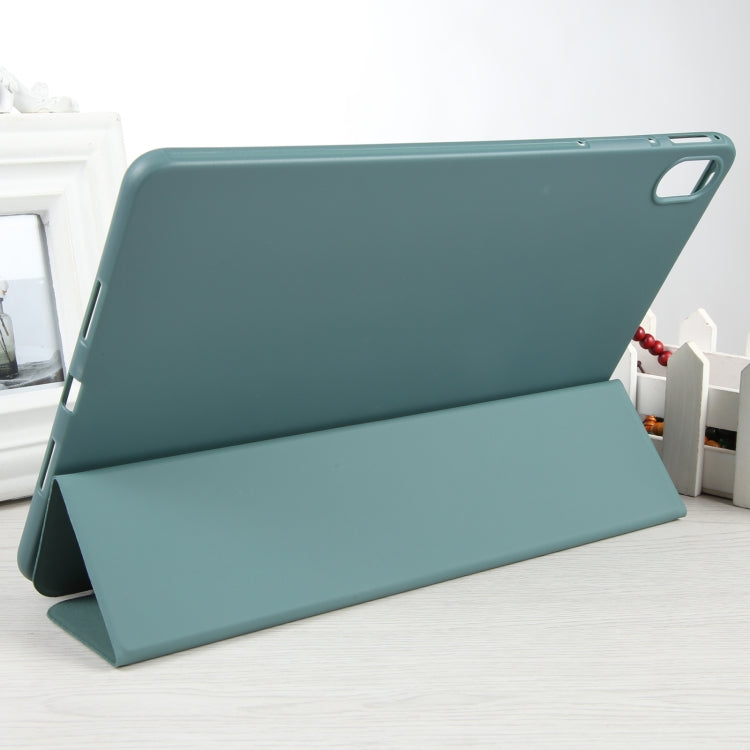 For Huawei MatePad SE 11 GEBEI 3-folding Holder Shockproof Flip Leather Tablet Case(Dark Green) - Huawei by GEBEI | Online Shopping UK | buy2fix