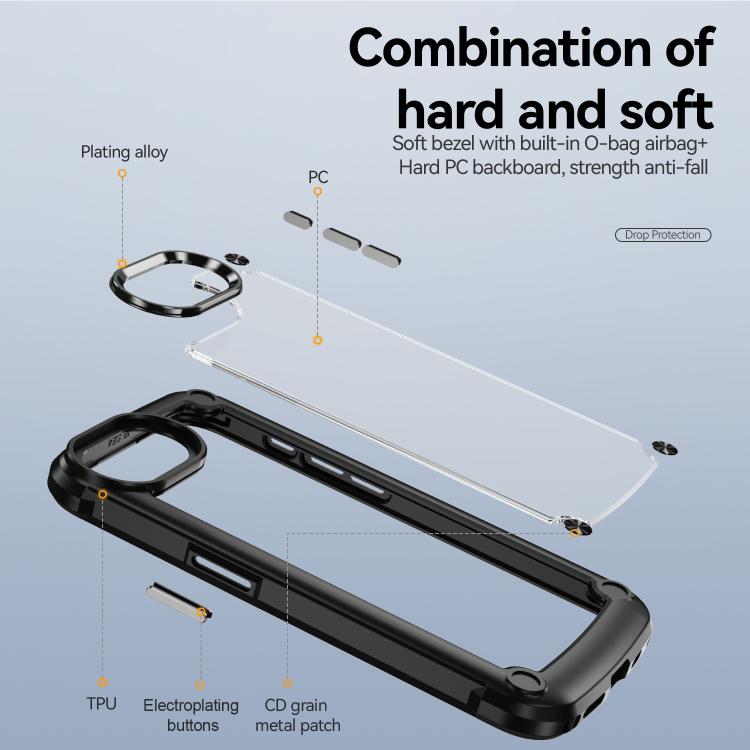 For iPhone 16e TPU + PC Lens Protection Phone Case(Black) - iPhone 16e Cases by buy2fix | Online Shopping UK | buy2fix