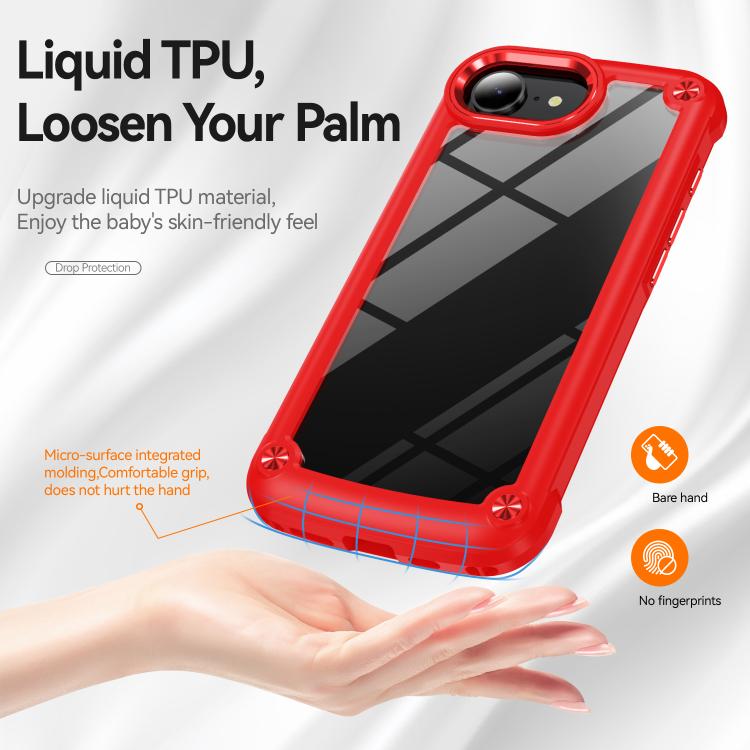 For iPhone 16e TPU + PC Lens Protection Phone Case(Red) - iPhone 16e Cases by buy2fix | Online Shopping UK | buy2fix