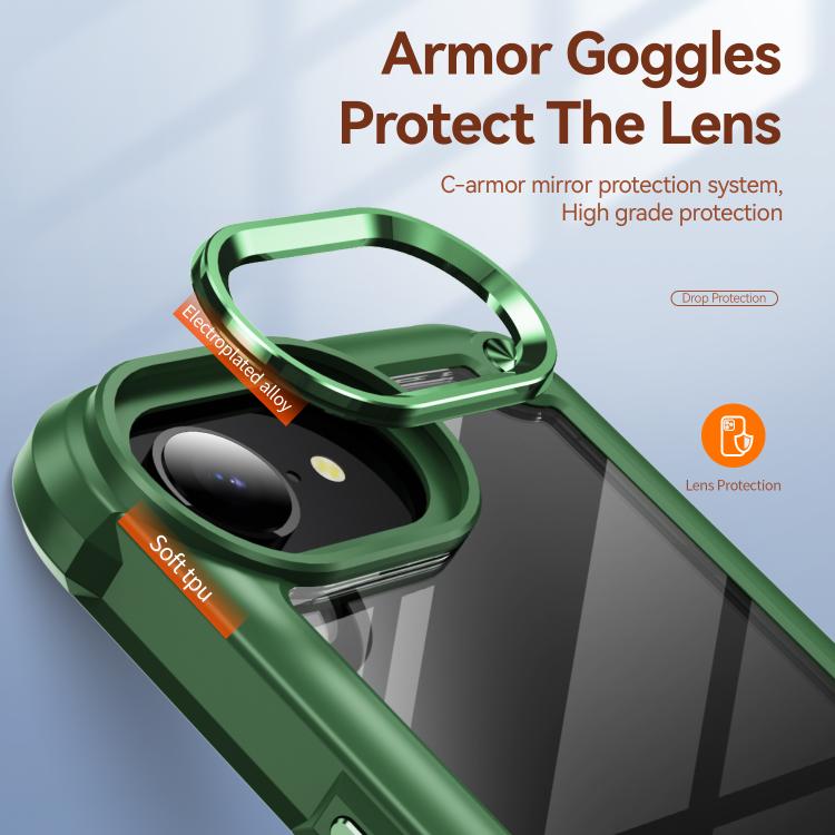 For iPhone 16e TPU + PC Lens Protection Phone Case(Green) - iPhone 16e Cases by buy2fix | Online Shopping UK | buy2fix