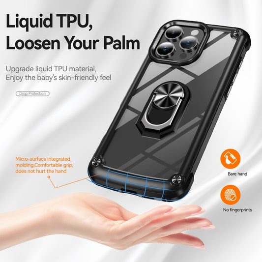 For iPhone 16 Pro TPU + PC Lens Protection Phone Case with Ring Holder(Black) by buy2fix