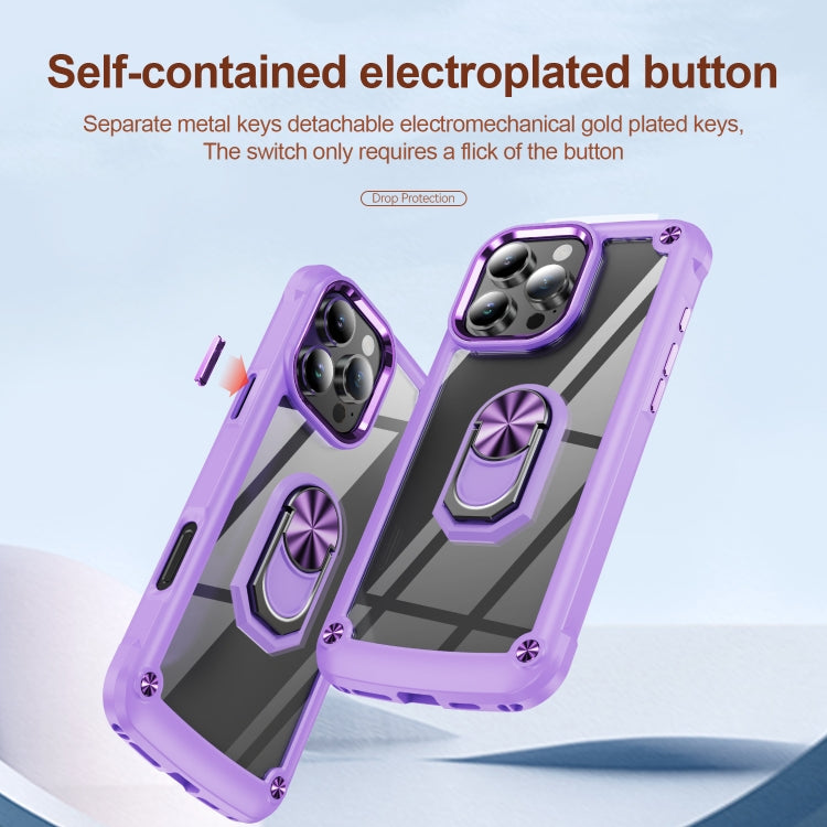 For iPhone 16 Pro TPU + PC Lens Protection Phone Case with Ring Holder(Purple) - iPhone 16 Pro Cases by buy2fix | Online Shopping UK | buy2fix