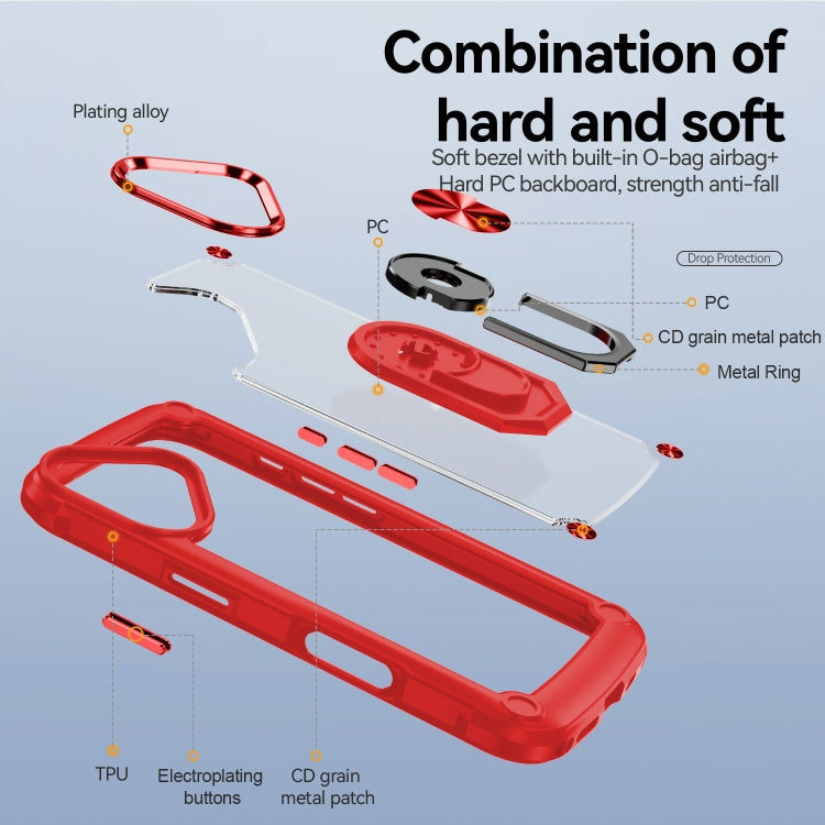 For iPhone 16 Plus TPU + PC Lens Protection Phone Case with Ring Holder(Red) - iPhone 16 Plus Cases by buy2fix | Online Shopping UK | buy2fix