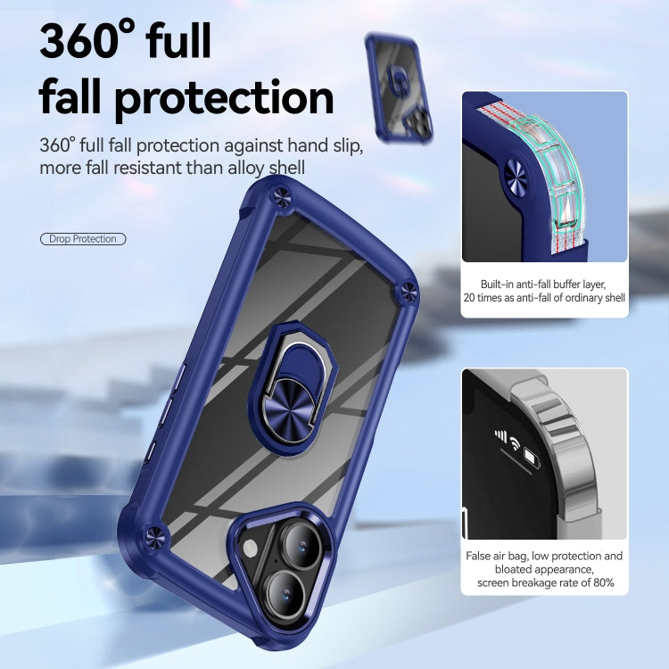 For iPhone 16 Plus TPU + PC Lens Protection Phone Case with Ring Holder(Blue) - iPhone 16 Plus Cases by buy2fix | Online Shopping UK | buy2fix