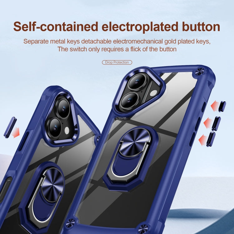 For iPhone 16 Plus TPU + PC Lens Protection Phone Case with Ring Holder(Blue) - iPhone 16 Plus Cases by buy2fix | Online Shopping UK | buy2fix