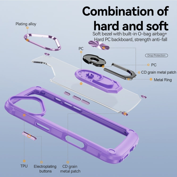 For iPhone 16 Plus TPU + PC Lens Protection Phone Case with Ring Holder(Purple) - iPhone 16 Plus Cases by buy2fix | Online Shopping UK | buy2fix