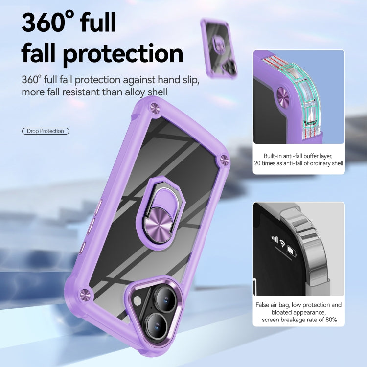 For iPhone 16 Plus TPU + PC Lens Protection Phone Case with Ring Holder(Purple) - iPhone 16 Plus Cases by buy2fix | Online Shopping UK | buy2fix