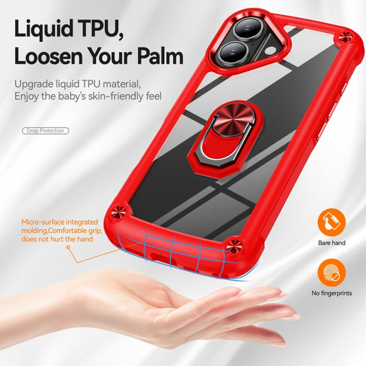 For iPhone 16 TPU + PC Lens Protection Phone Case with Ring Holder(Red) by buy2fix