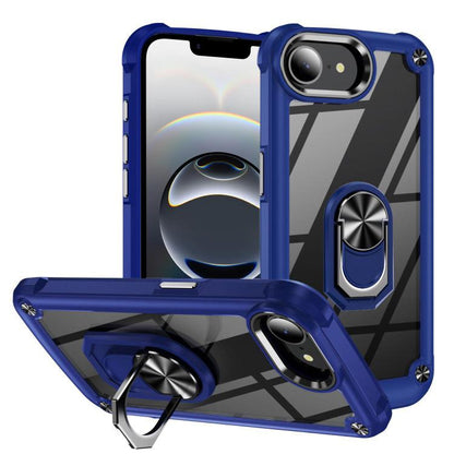 For iPhone 16e TPU + PC Lens Protection Phone Case with Ring Holder(Blue) - iPhone 16e Cases by buy2fix | Online Shopping UK | buy2fix