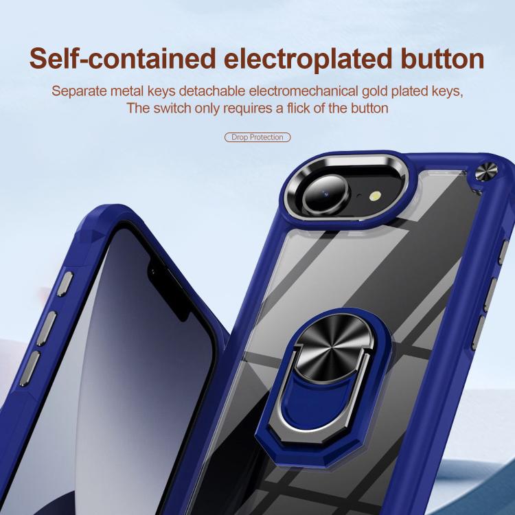 For iPhone 16e TPU + PC Lens Protection Phone Case with Ring Holder(Blue) - iPhone 16e Cases by buy2fix | Online Shopping UK | buy2fix