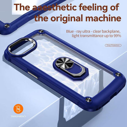For iPhone 16e TPU + PC Lens Protection Phone Case with Ring Holder(Blue) - iPhone 16e Cases by buy2fix | Online Shopping UK | buy2fix