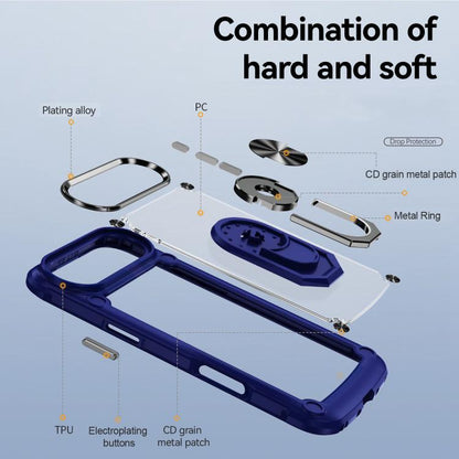 For iPhone Air TPU + PC Lens Protection Phone Case with Ring Holder(Blue) - iPhone Air Cases by buy2fix | Online Shopping UK | buy2fix