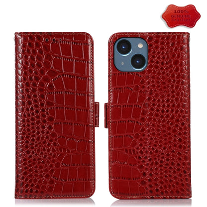 For iPhone 15 Plus Crocodile Top Layer Cowhide Leather Phone Case(Red) - iPhone 15 Plus Cases by buy2fix | Online Shopping UK | buy2fix