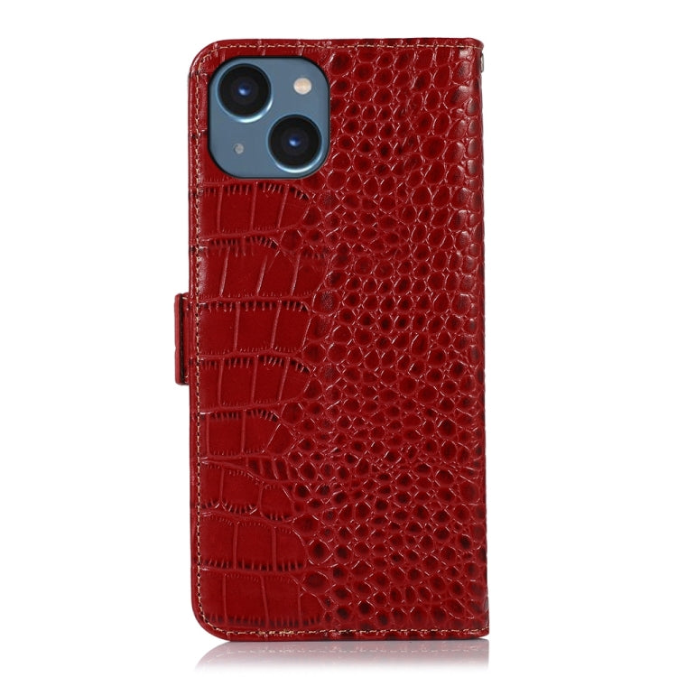 For iPhone 15 Plus Crocodile Top Layer Cowhide Leather Phone Case(Red) - iPhone 15 Plus Cases by buy2fix | Online Shopping UK | buy2fix