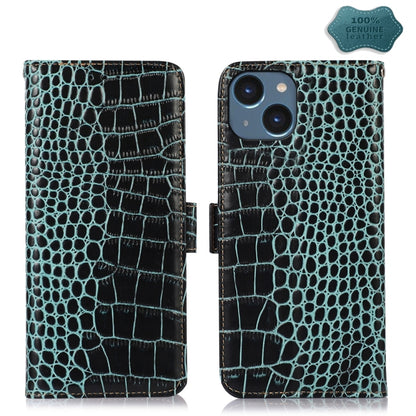 For iPhone 15 Plus Crocodile Top Layer Cowhide Leather Phone Case(Green) - iPhone 15 Plus Cases by buy2fix | Online Shopping UK | buy2fix