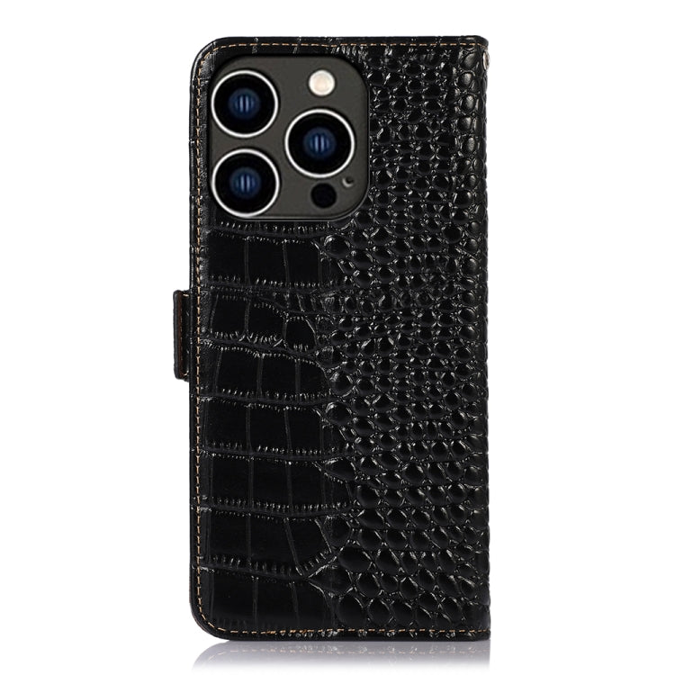 For iPhone 15 Pro Max Crocodile Top Layer Cowhide Leather Phone Case(Black) - iPhone 15 Pro Max Cases by buy2fix | Online Shopping UK | buy2fix