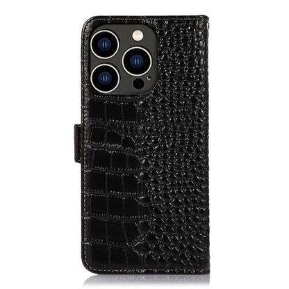 For iPhone 15 Pro Max Crocodile Top Layer Cowhide Leather Phone Case(Black) - iPhone 15 Pro Max Cases by buy2fix | Online Shopping UK | buy2fix