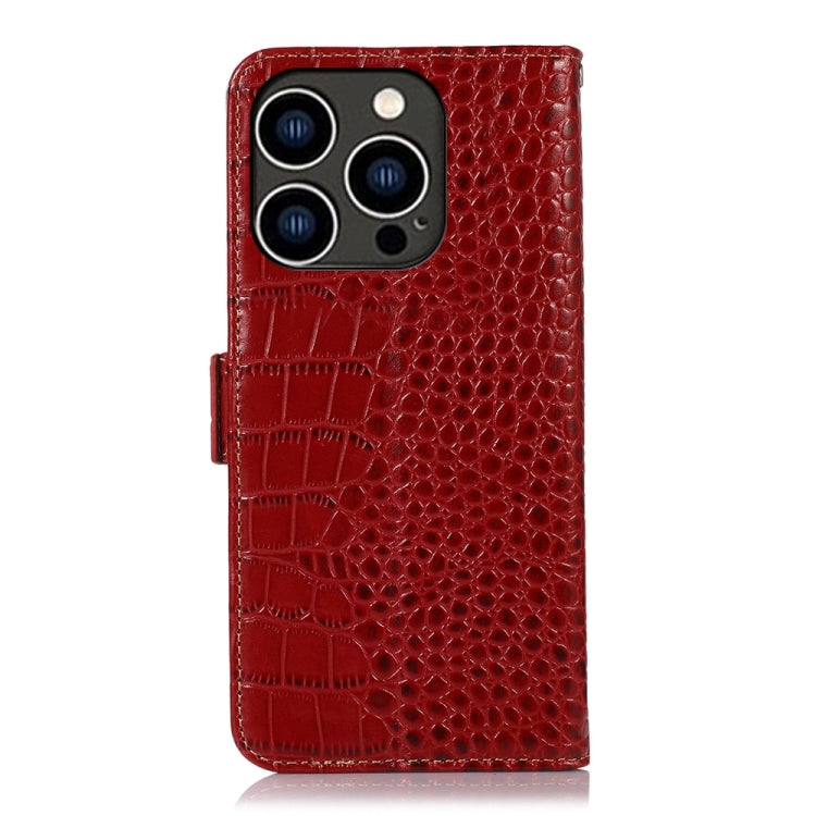 For iPhone 15 Pro Crocodile Top Layer Cowhide Leather Phone Case(Red) - iPhone 15 Pro Cases by buy2fix | Online Shopping UK | buy2fix