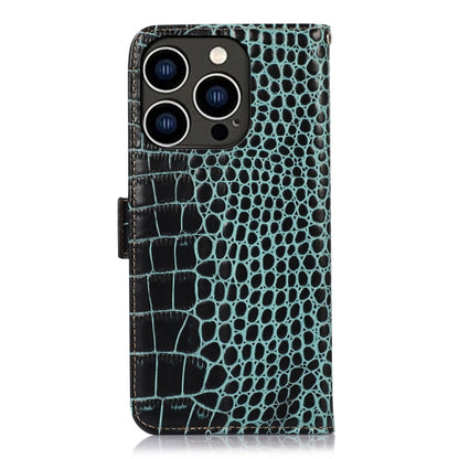 For iPhone 15 Pro Crocodile Top Layer Cowhide Leather Phone Case(Green) - iPhone 15 Pro Cases by buy2fix | Online Shopping UK | buy2fix